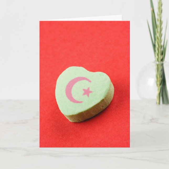 Carte Ramadan Green Candy Coeur Crescent Lune et étoile (Devant)