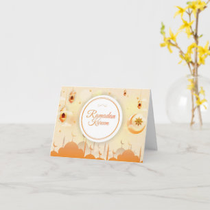 Carte Ramadan Kareem Crescent Mosquée Orange Gold Holida