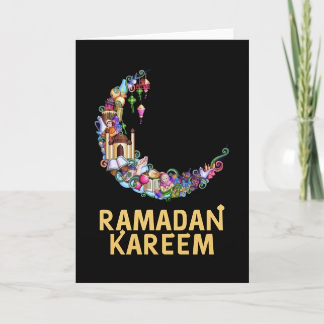 Carte Ramadan Kareem Moubarak Jeûne Lune (Devant)