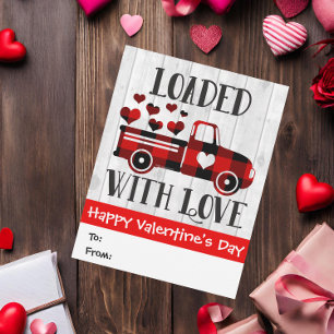 Carte Ramassage Camion Buffalo Plaid Coeur Saint-Valenti
