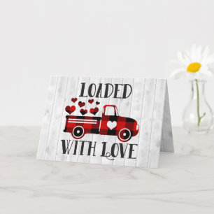 Carte Ramassage Camion Buffalo Plaid Coeur Saint-Valenti
