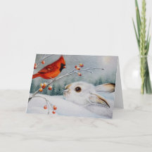 Raquette à neige Rabbit & Red Cardinal Bird Aquare