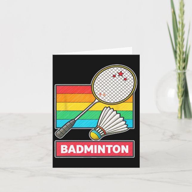 Carte Raquette Et Navette Badminton De Style Rétro (Devant)
