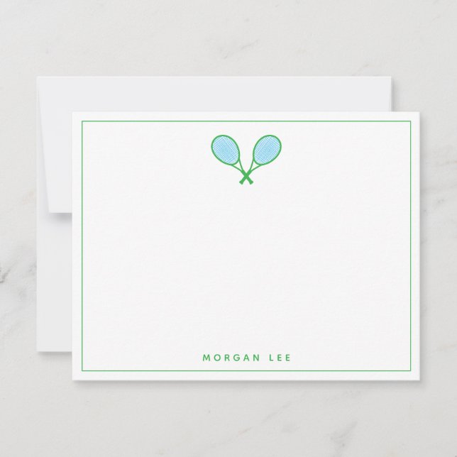 Carte Raquettes de tennis Vert bleu Personnalisé Nom Car (Devant)