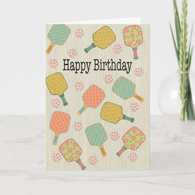 Carte Raquettes et boules de Pickleball d'anniversaire (Devant)