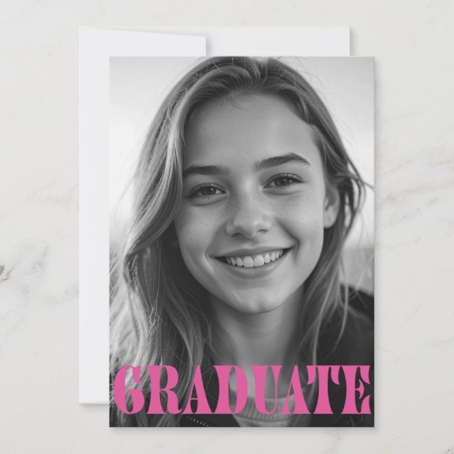 Carte Raspberry Pink Modern Graduation Announcement Card (Devant)