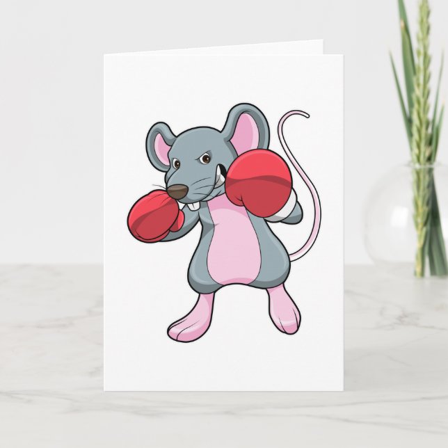 Carte Rat à la boxe avec gants de boxe (Devant)