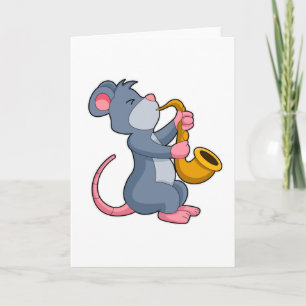 Carte Rat à Musique avec Saxophone