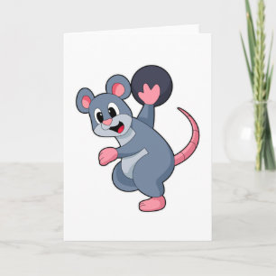 Carte Rat au bowling avec boule de bowling