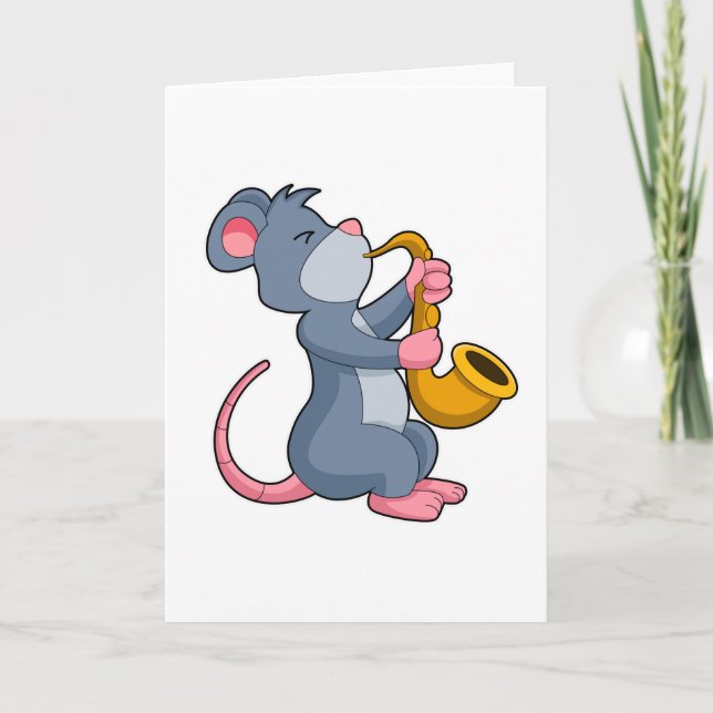 Carte Rat au son avec saxophone (Devant)