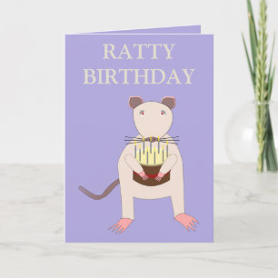 Carte Rat de Siamese avec gâteau d'anniversaire personna