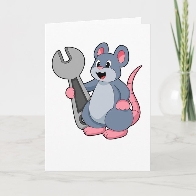 Carte Rat en tant que mécanicien avec une clé (Devant)