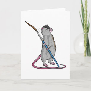 Carte Rat en tant que peintre avec pinceau