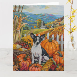 Carte Rat Terrier Chien Moisson Automne Thankgiving