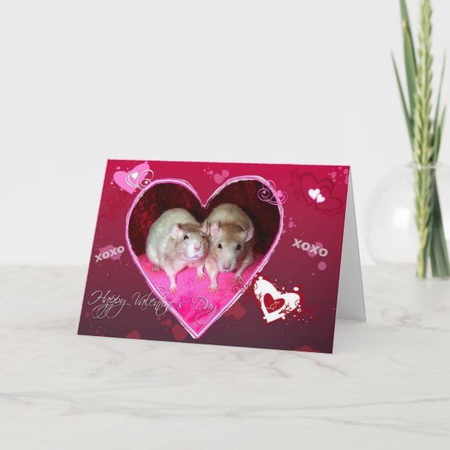 Carte Rat Valentine rouge (Devant)