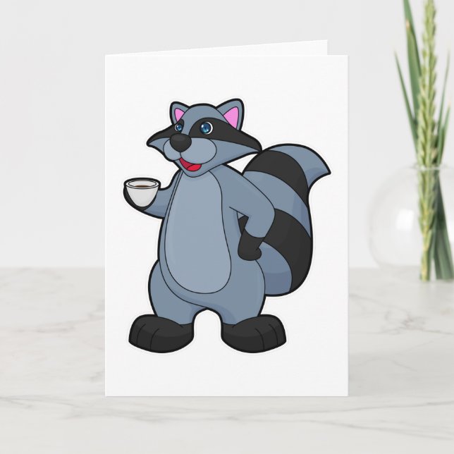 Carte Raton laveur avec tasse de café (Devant)