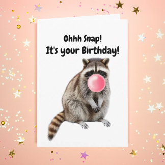 Carte Raton laveur drôle d'anniversaire souffle une bull