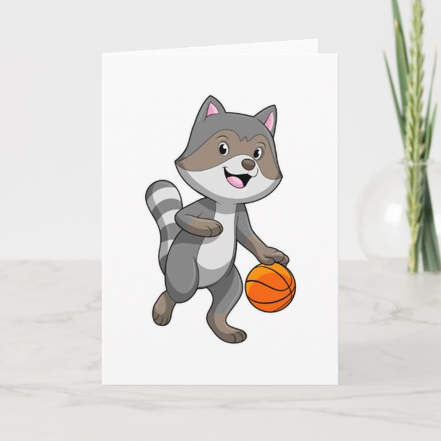Carte Raton laveur en joueur de basketball avec ballon d (Devant)
