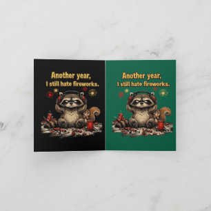 Carte Raton laveur grincheux déteste les feux d'artifice