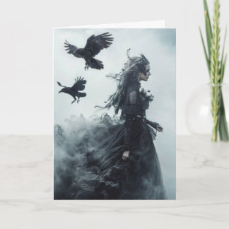 Carte Ravens gothiques et déesse Halloween Salutation