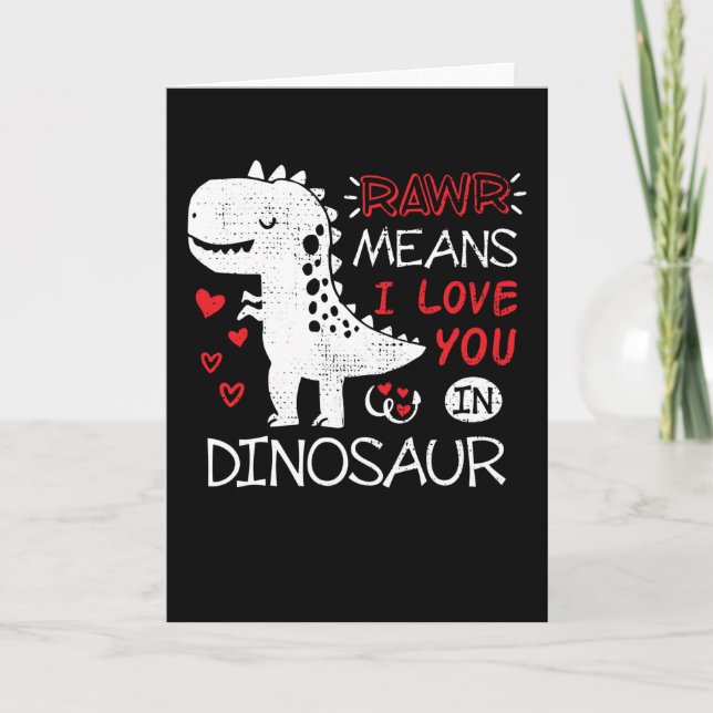 Carte Rawr signifie je t'aime en dinosaure T-Rex drôle (Devant)
