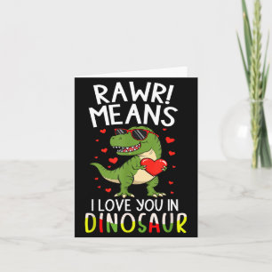 Carte Rawr signifie je t'aime en Saint-Valentin dinosaur