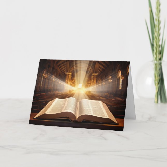 Carte Rayons de lumière de la Bible ouverte (Devant)