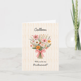 Carte Rayure de corail + Demoiselle d'honneur de bouquet