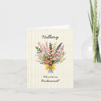 Carte Rayure jaune + Demoiselle d'honneur Bouquet de mar