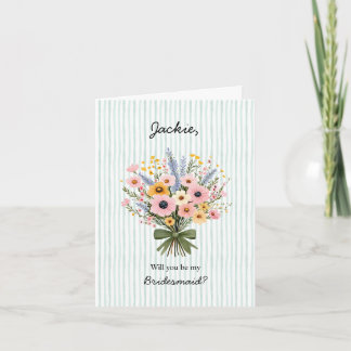 Carte Rayure verte + Demoiselle d'honneur Bouquet de mar
