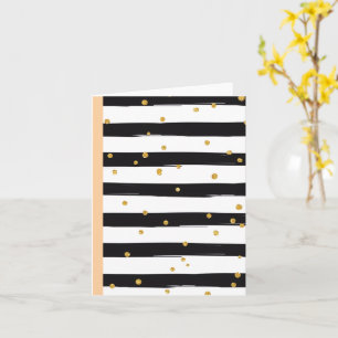 Carte Rayures noires et blanches avec motif de confettis