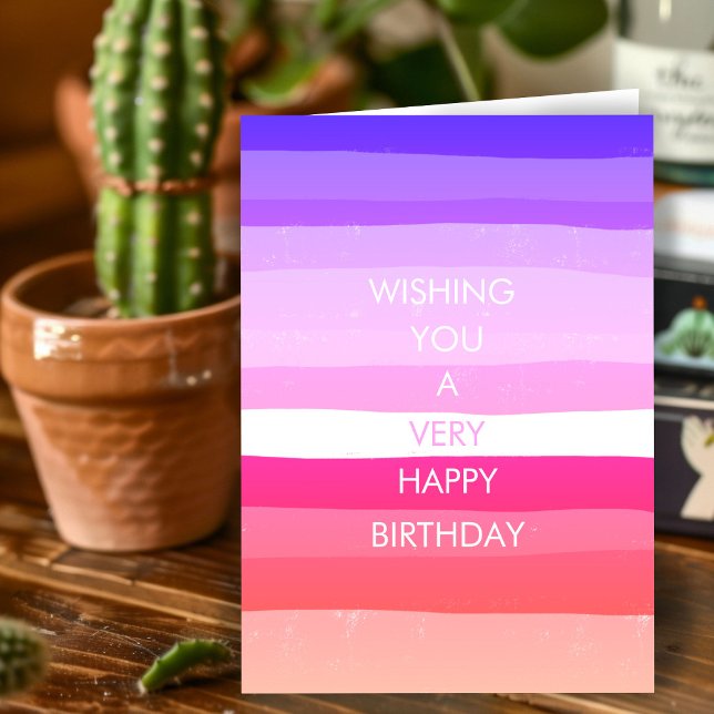 Carte Rayures Simples Colorées JOYEUX ANNIVERSAIRE SUR M (Colorful Simple Stripes HAPPY BIRTHDAY CUSTOM Card
)