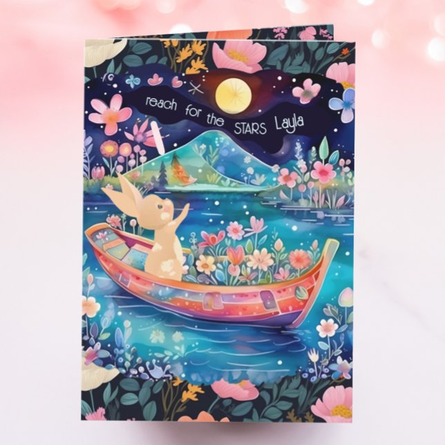Carte Reach for the Stars Aquarelle Floral Graduation (Créateur téléchargé)