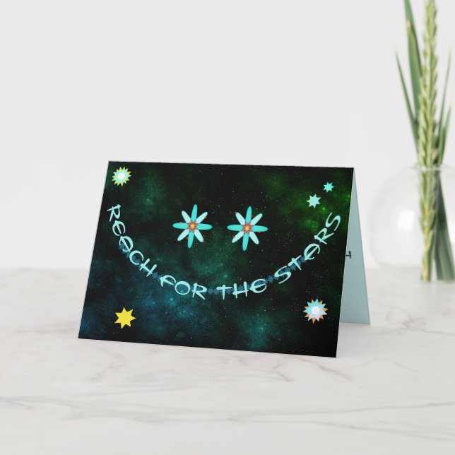 Carte Reach for the Stars avec un large sourire (Devant)