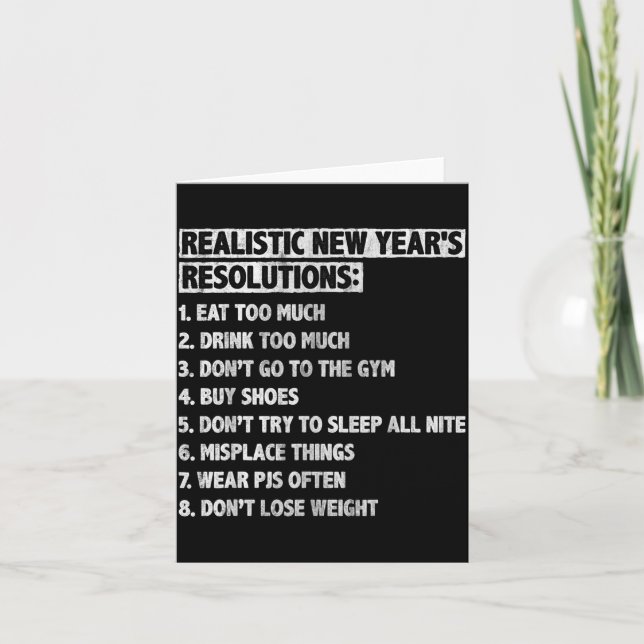 Carte Realistic New Year's Resolutions Sayings Quote Fun (Devant)