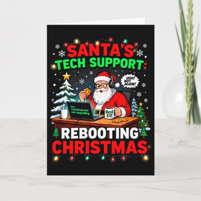 Carte Rebooting Funny Santa's Tech Suprt Christmas Compu (Devant)