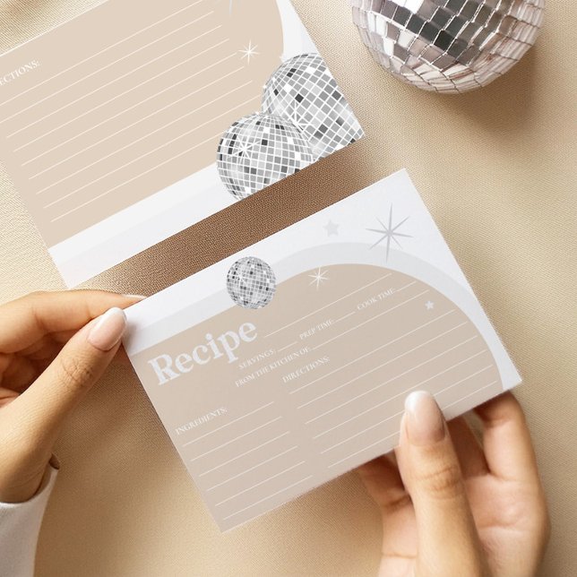 Carte RECEPE Fête des mariées Disco Argent Retro (Créateur téléchargé)