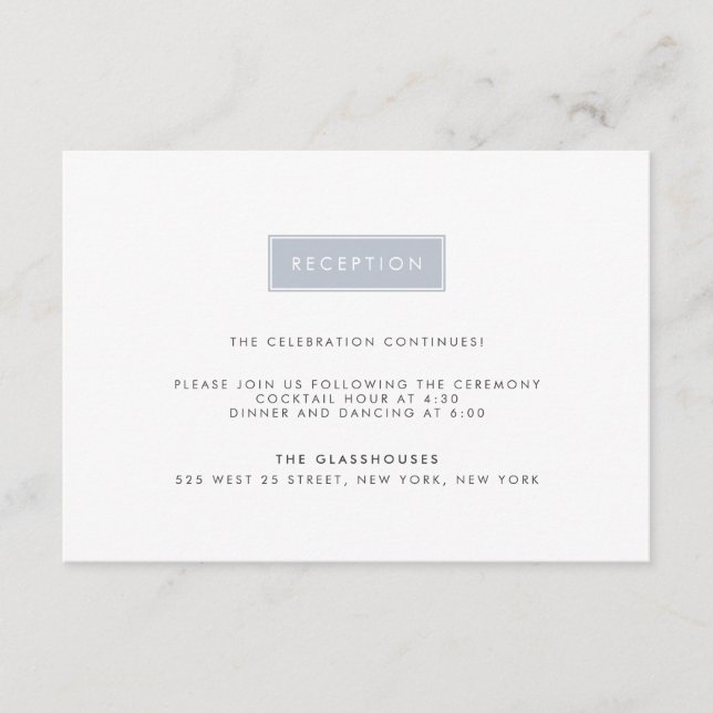 Carte Réception Mariage Moderne | Ardoise (Devant)