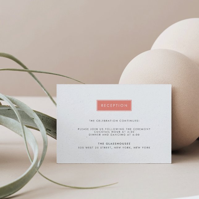 Carte Réception Mariage Moderne | Corail (Créateur téléchargé)