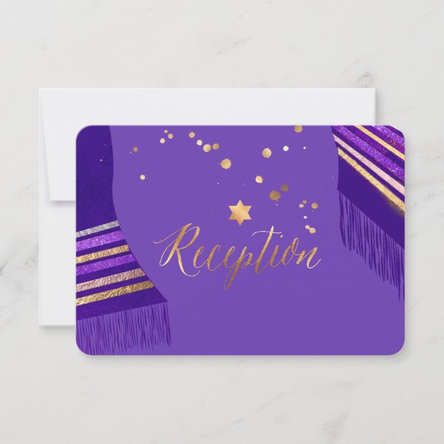 Carte Réception PixDezines/Violet/Or/Rose Gold/Tallit (Devant)