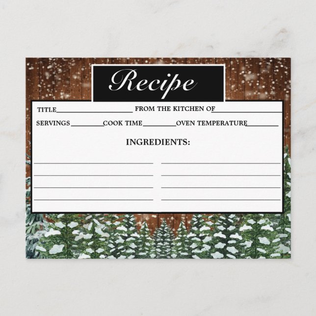 Carte Recette bois et pin de neige noir (Devant)