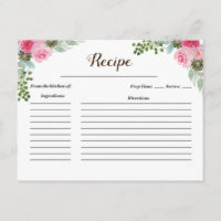 Carte Recette Cactus Rose Cute