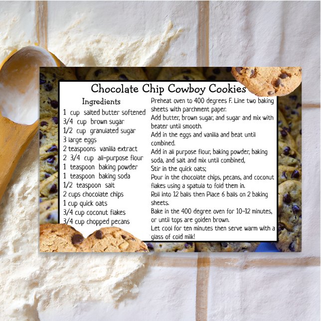 Carte Recette Chip Chocolat Cookies Cookies (Créateur téléchargé)