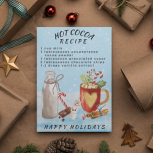 Carte Recette chocolat au cacao chaud Noël