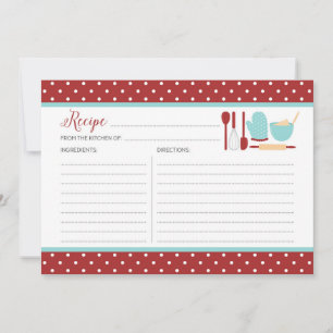 Carte Recette cuisine rouge et bleue