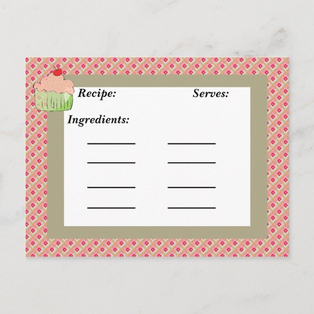 Carte Recette Cupcake (Devant)