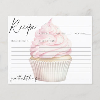 Carte Recette Cupcake Aquarelle Rose