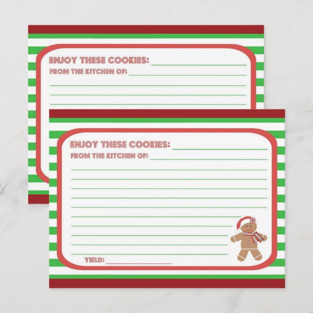 Carte Recette Cute Gingerbread Cookies Recette (Devant / Derrière)