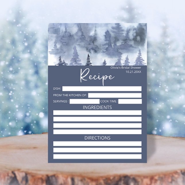 Carte Recette d'aquarelle de la forêt d'hiver pour la ma (Créateur téléchargé)
