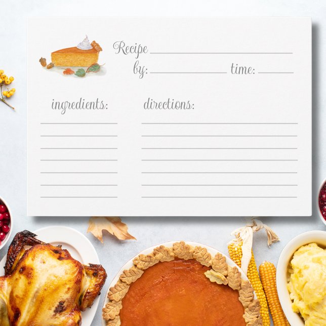 Carte Recette de Citrouille d'aquarelle (Créateur téléchargé)